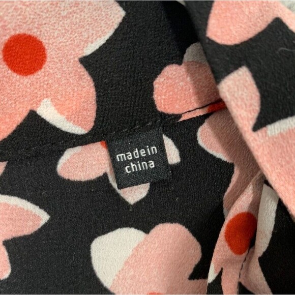 Women's Cabi Small (S) Black Pink Red Floral Print Cap Sleeve Top Blouse - Picture 4 of 11